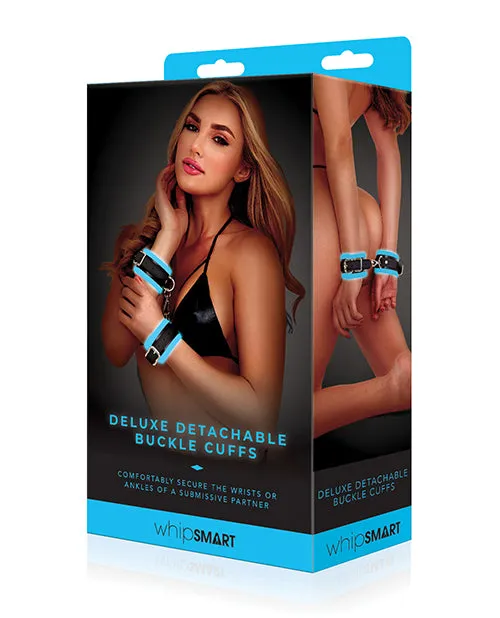 Dildos Whipsmart WhipSmart Glow in the Dark Deluxe Detachable Buckle Cuffs Blue