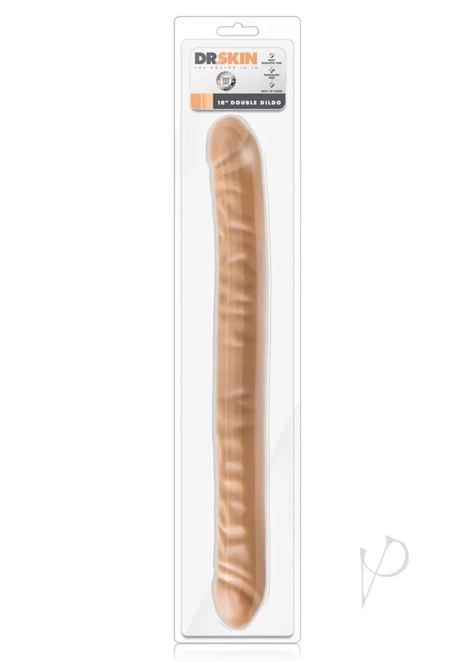 Dr Skin Silver Collection Double Dildo 18in Caramel Dr Skin Dildos