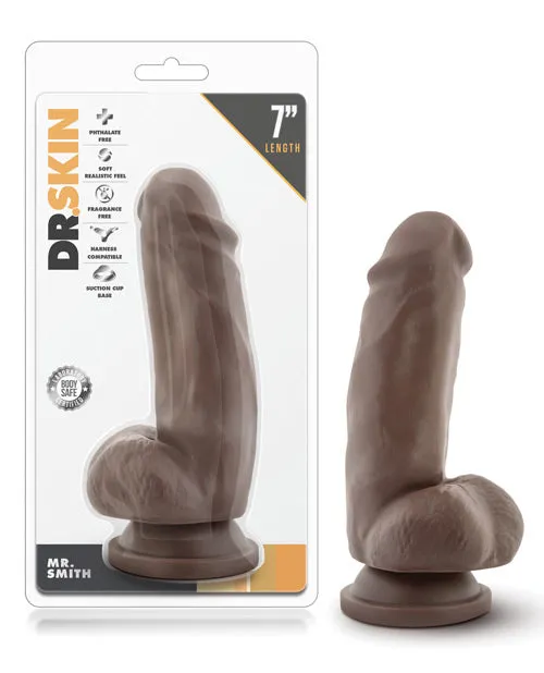 Dr Skin Silver Collection Mr Smith Dildo with Balls and Suction Cup 7in Chocolate Dr Skin Dildos Dr Skin Silver Collection Mr Smith Dildo with Balls and Suction Cup 7in Chocolate Dr Skin Dildos