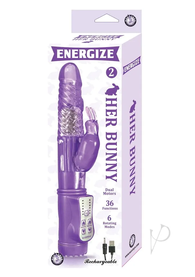 Energize Vibrators Energize Her Bunny 2 Dual Motor Rechargeable Rabbit Vibrator Purple Energize Vibrators Energize Her Bunny 2 Dual Motor Rechargeable Rabbit Vibrator Purple