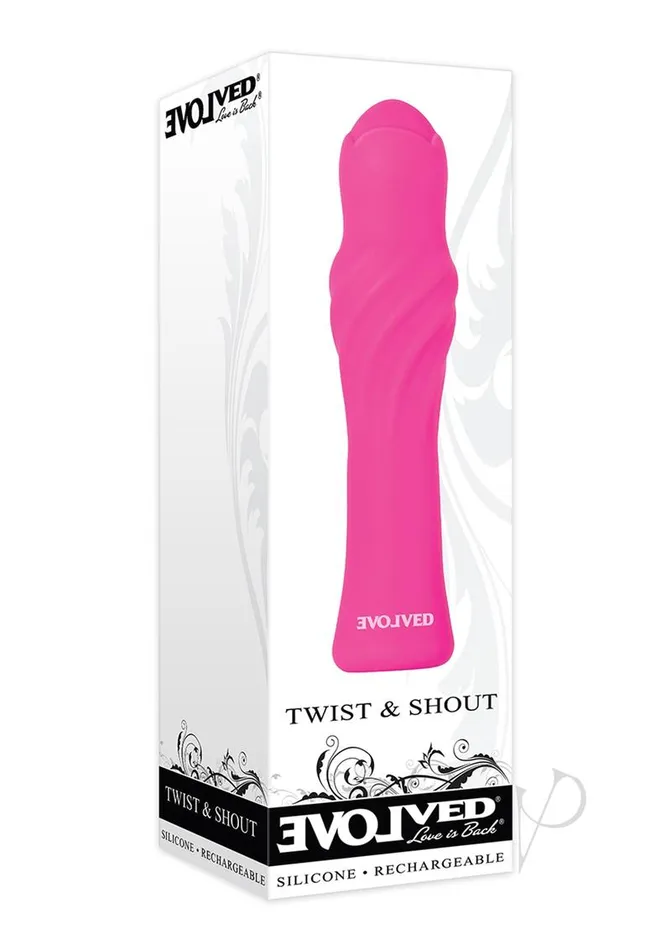 Evolved Vibrators Twist and Shout Silicone Rechargeable Vibrator Pink