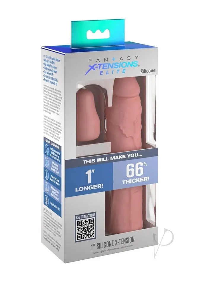 Fantasy XTensions Elite Silicone 7in Sleeve with 1in Plug Vanilla Fantasy X Tensions Male Sex Toys Fantasy XTensions Elite Silicone 7in Sleeve with 1in Plug Vanilla Fantasy X Tensions Male Sex Toys