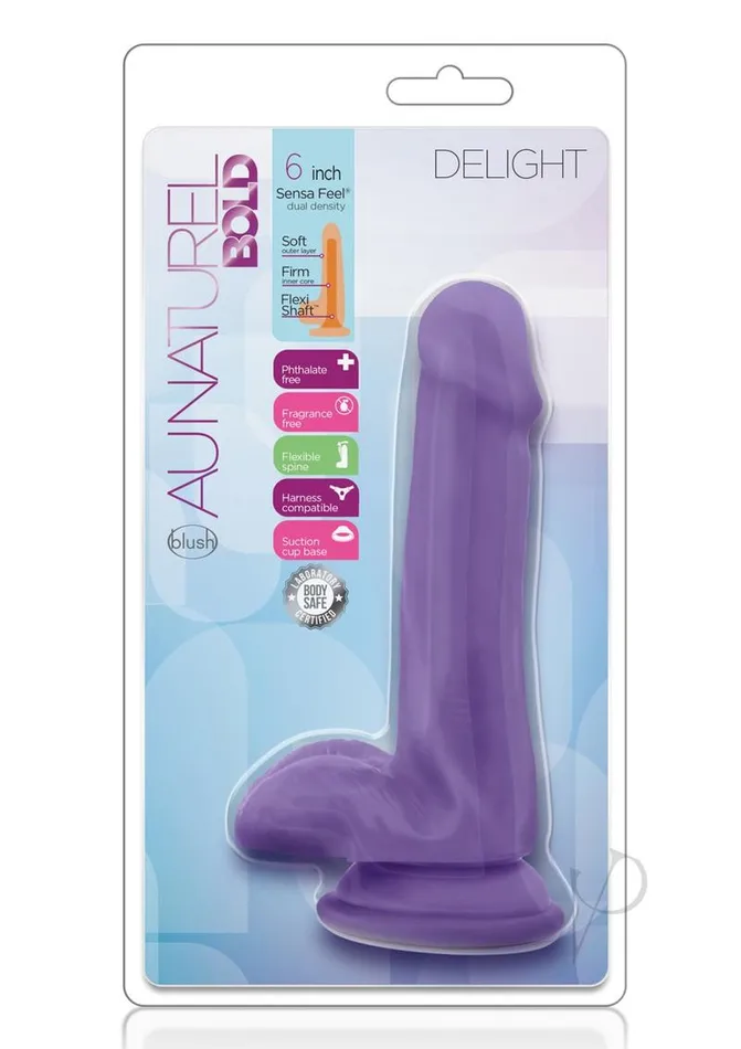 Female Sex Toys Au Naturel Au Naturel Bold Delight Dildo with Suction Cup 6in Purple Female Sex Toys Au Naturel Au Naturel Bold Delight Dildo with Suction Cup 6in Purple