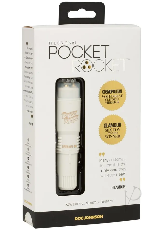 Female Sex Toys Doc Johnson Pocket Rocket Mini Massager 4in Ivory