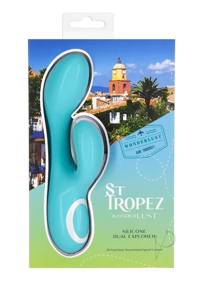 Female Sex Toys Wonderlust Wonderlust St Tropez Rechargeable Silicone Rabbit Vibrator Teal Female Sex Toys Wonderlust Wonderlust St Tropez Rechargeable Silicone Rabbit Vibrator Teal