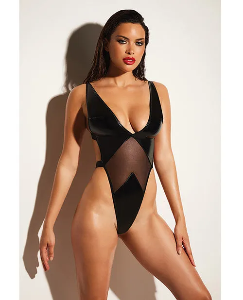 FETISH Limitless Soft Cup High Leg Vinyl Mesh Teddy Black 1X2X Fetish By Oh La La Cheri Anal FETISH Limitless Soft Cup High Leg Vinyl Mesh Teddy Black 1X2X Fetish By Oh La La Cheri Anal