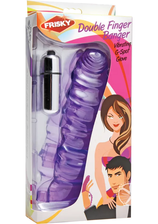 Frisky Vibrators Frisky Double Finger Banger Vibrating GSpot Glove Purple