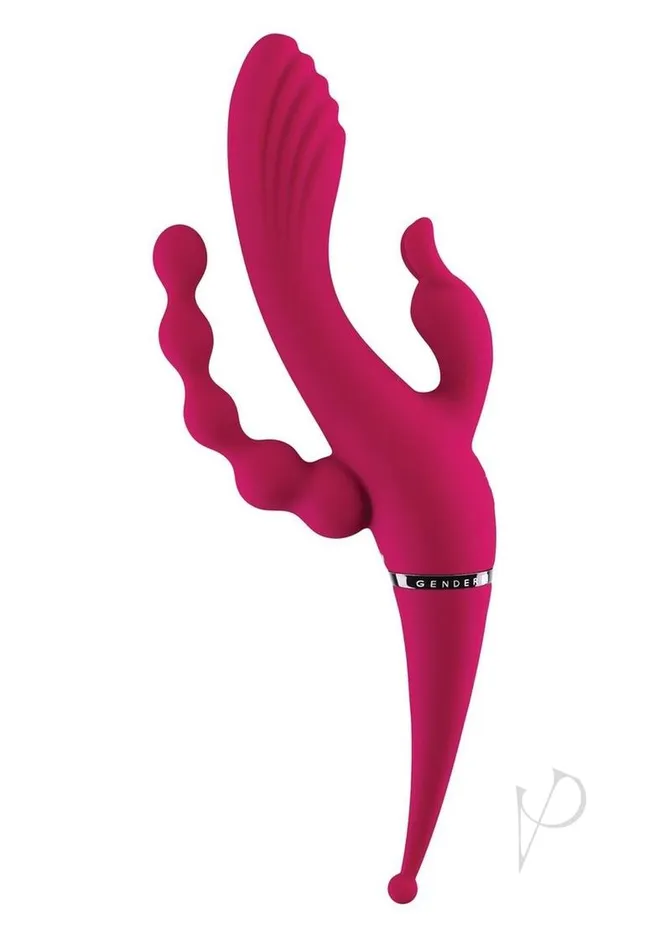 Gender X Gender X Four by Four Rechargeable Silicone Quadruple Stimulating Vibrator Red Vibrators
