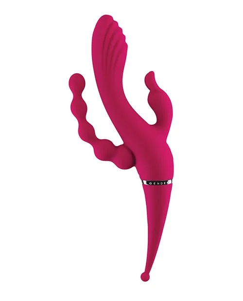 Gender X Gender X Four by Four Rechargeable Silicone Quadruple Stimulating Vibrator Red Vibrators