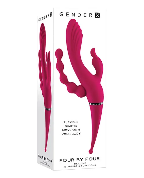 Gender X Gender X Four by Four Rechargeable Silicone Quadruple Stimulating Vibrator Red Vibrators