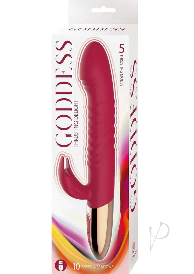 Goddess Thrusting Delight Rechargeable Silicone Rabbit Vibrator Red Goddess Female Sex Toys Goddess Thrusting Delight Rechargeable Silicone Rabbit Vibrator Red Goddess Female Sex Toys