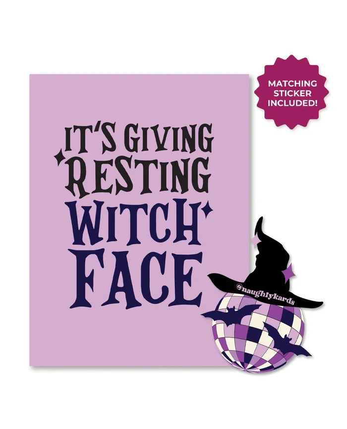 Halloween Witch Face Greeting Card wSticker Kush Kards Vibrators