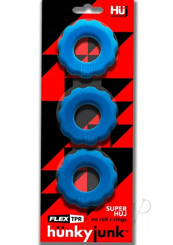 Hunkyjunk Hunkyjunk HUJ Cockrings 3 Pack Teal Ice Vibrators