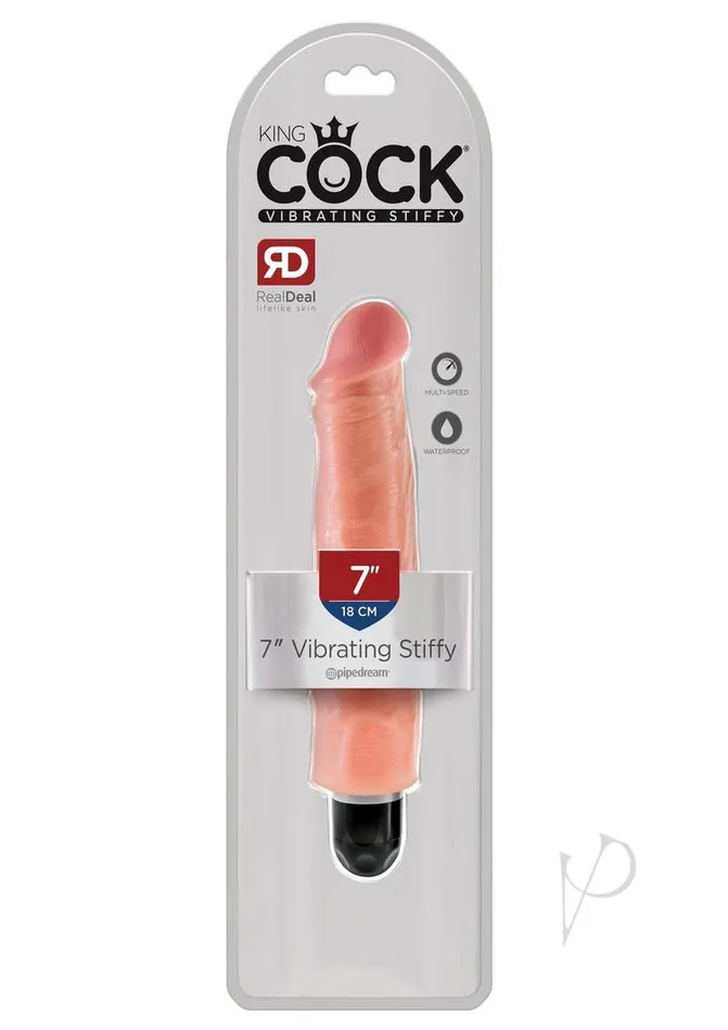 King Cock Vibrating Stiffy Dildo 7in Vanilla King Cock Dildos