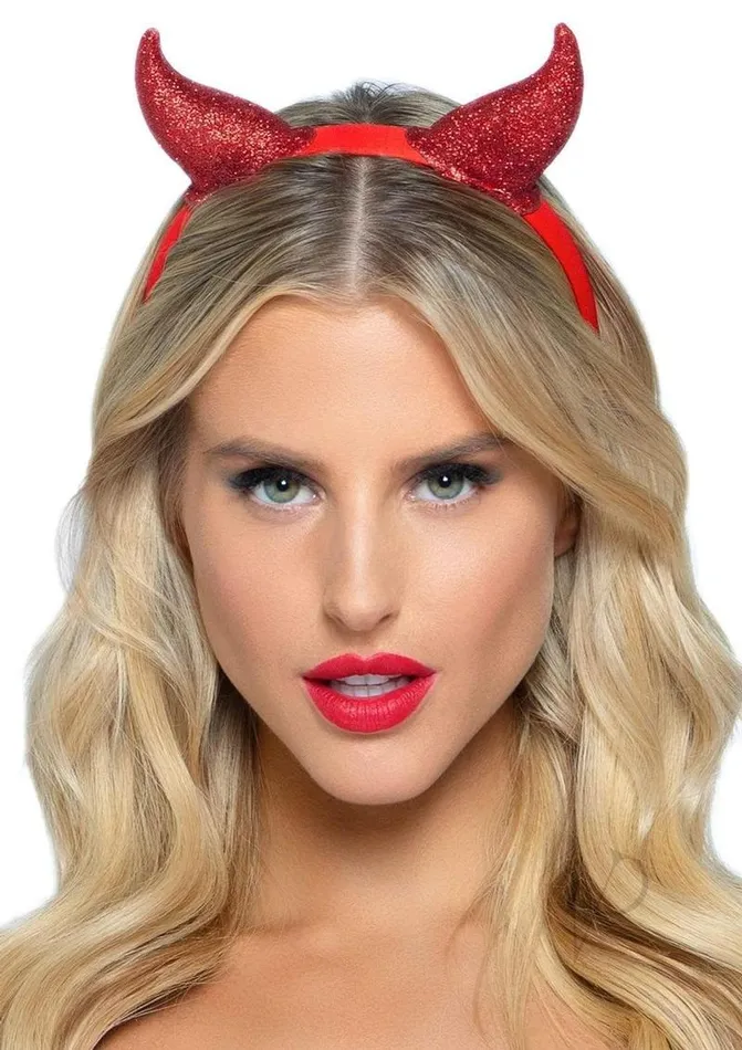 Leg Avenue Latex Glitter Devil Horn Headband OS Red Leg Avenue Vibrators