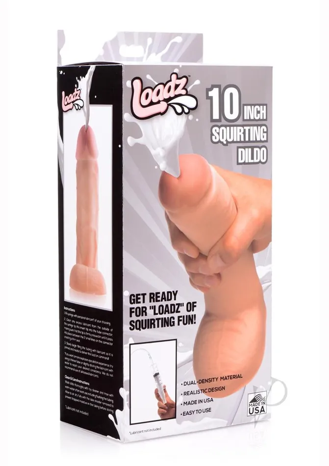 Loadz Dual Density Squirting Dildo 10in Vanilla Loadz Dildos