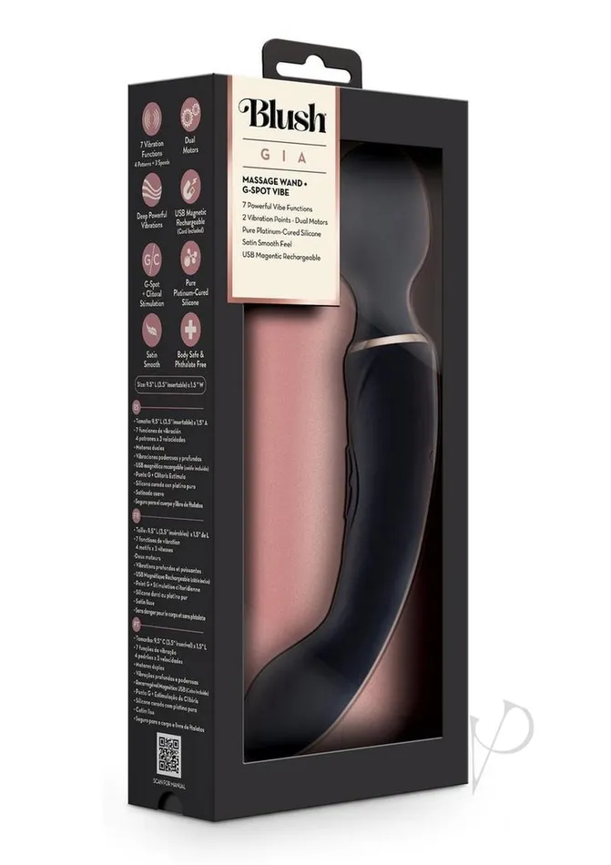 Lush By Blush Vibrators Blush Gia Rechargeable Silicone Massage Wand Black Lush By Blush Vibrators Blush Gia Rechargeable Silicone Massage Wand Black