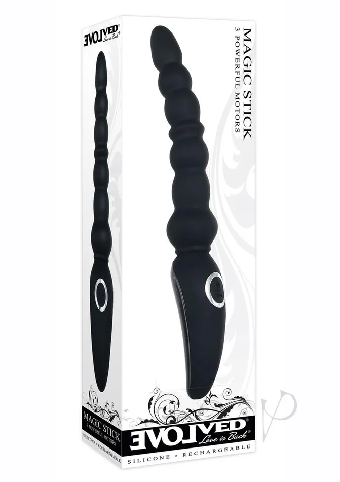 Magic Stick Rechargeable Silicone Beaded Vibrator Black Evolved Female Sex Toys Magic Stick Rechargeable Silicone Beaded Vibrator Black Evolved Female Sex Toys