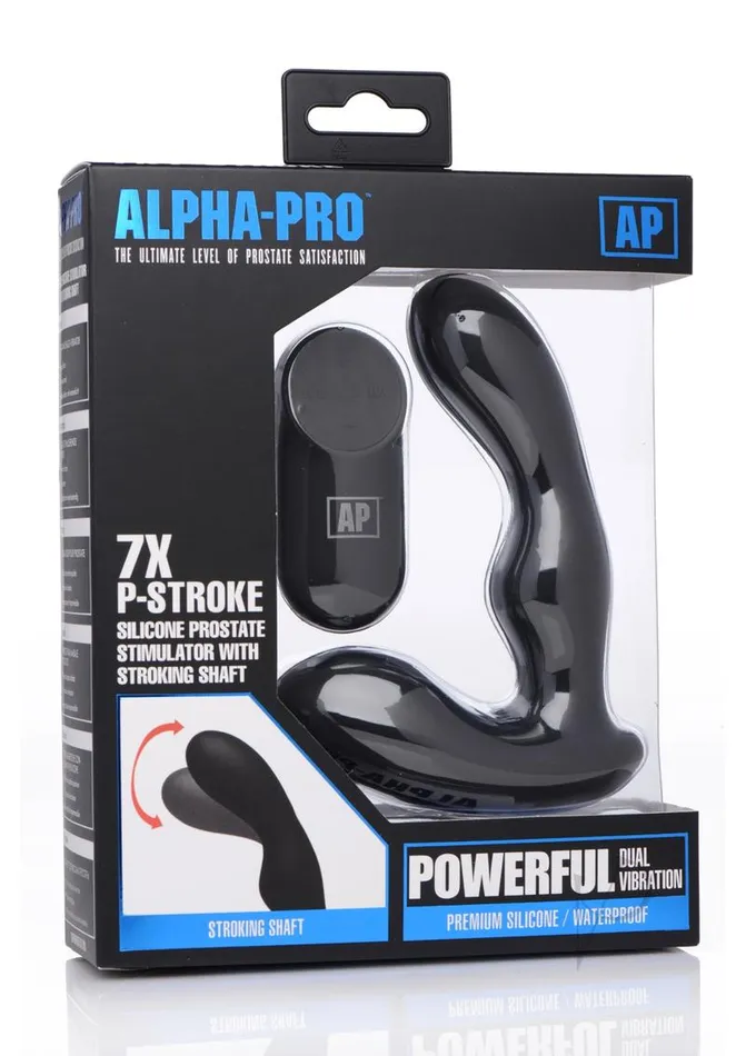 Male Sex Toys Alpha Pro AlphaPro PStroke Silicone Prostate Stimulator with Stroking Shaft and Remote Control Black Male Sex Toys Alpha Pro AlphaPro PStroke Silicone Prostate Stimulator with Stroking Shaft and Remote Control Black