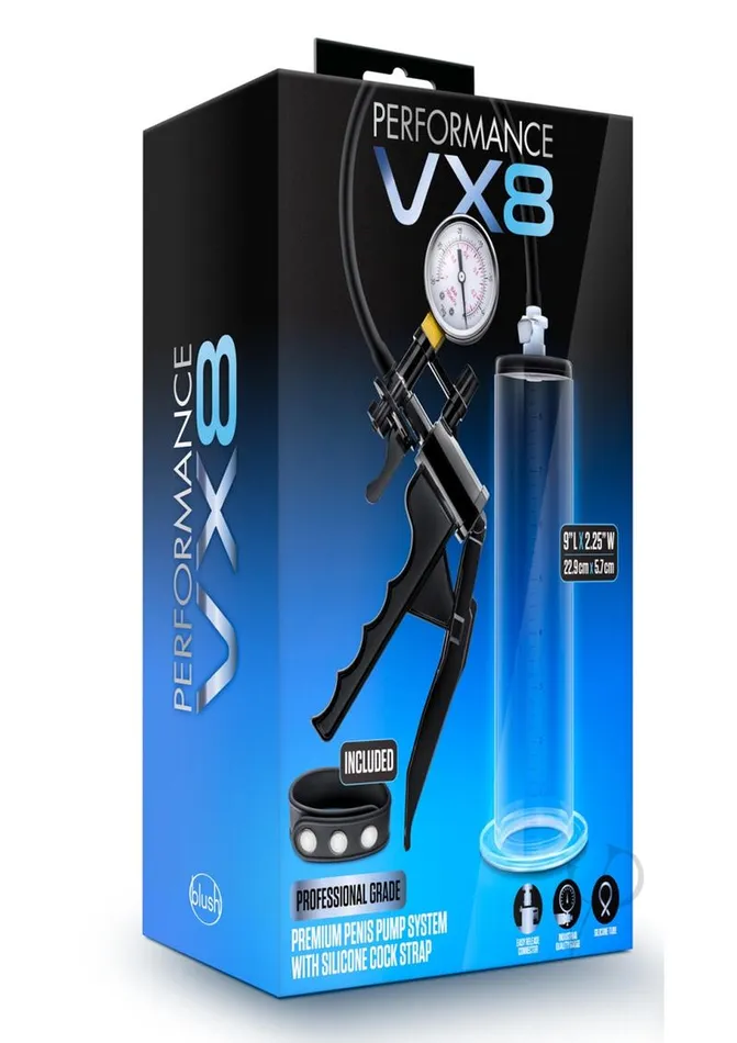 Male Sex Toys Performance Performance VX8 Premium Penis Pump System with Silicone Cock Strap 9in Clear Male Sex Toys Performance Performance VX8 Premium Penis Pump System with Silicone Cock Strap 9in Clear