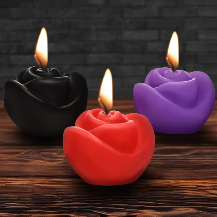 Master Series Vibrators Fire Garden 3pc Rose Candle Set