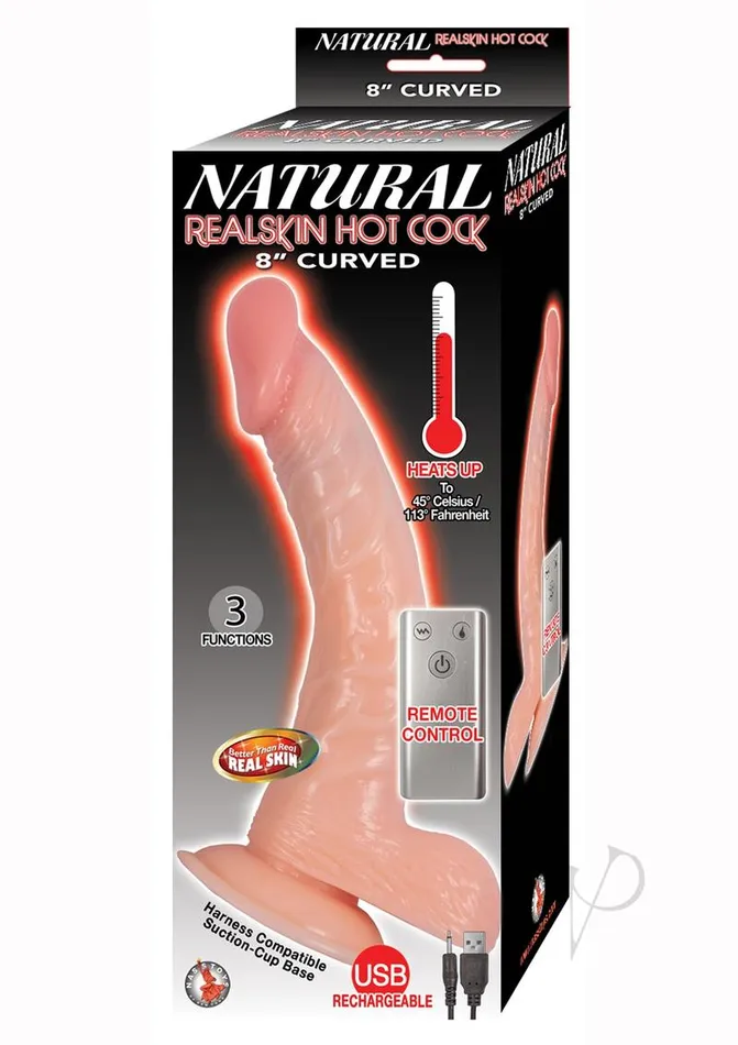 Natural Female Sex Toys Natural Realskin Hot Cock Curved Warming Rechargeable Dildo with Remote Control 8in Vanilla Natural Female Sex Toys Natural Realskin Hot Cock Curved Warming Rechargeable Dildo with Remote Control 8in Vanilla