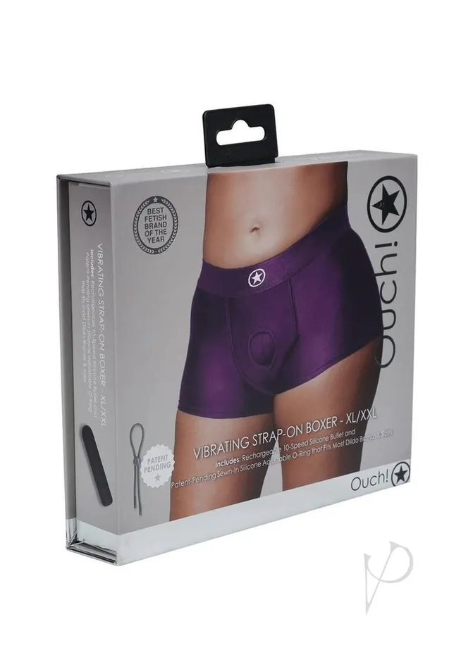 Ouch Vibrating StrapOn Boxer Rechargeable XL2XL Purple Ouch Female Sex Toys Ouch Vibrating StrapOn Boxer Rechargeable XL2XL Purple Ouch Female Sex Toys