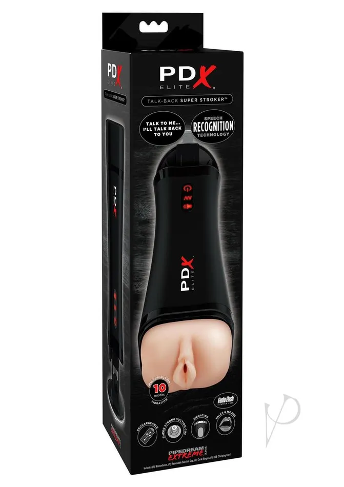 PDX Elite Rechargeable TalkBack Super Masturbator Pussy VanillaBlack Pdx Elite Male Sex Toys PDX Elite Rechargeable TalkBack Super Masturbator Pussy VanillaBlack Pdx Elite Male Sex Toys