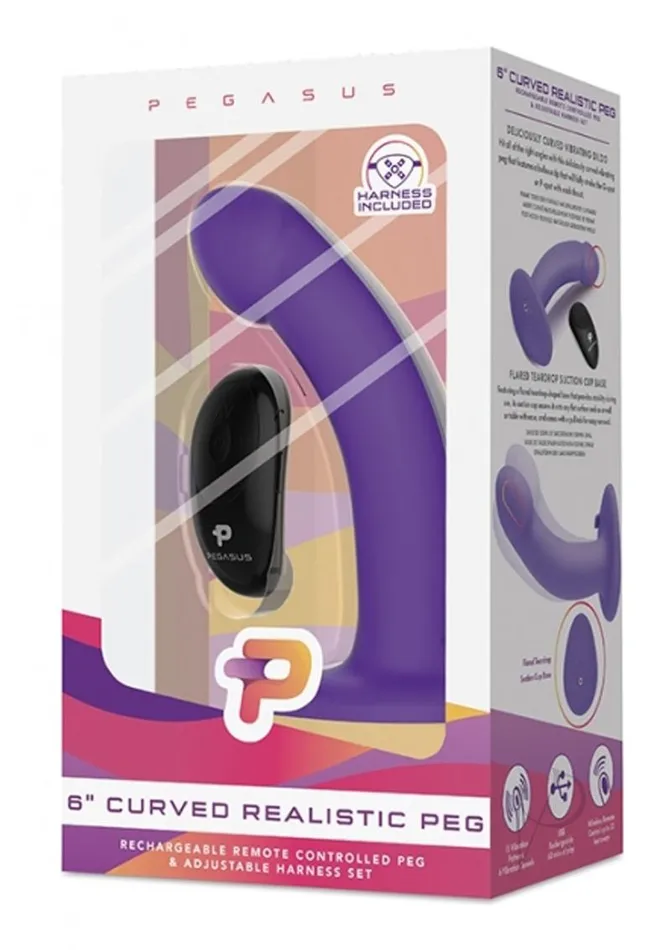 Pegasus Female Sex Toys Pegasus Curved Realistic Peg Silicone Rechargeable Dildo with Remote Control 6in Purple Pegasus Female Sex Toys Pegasus Curved Realistic Peg Silicone Rechargeable Dildo with Remote Control 6in Purple