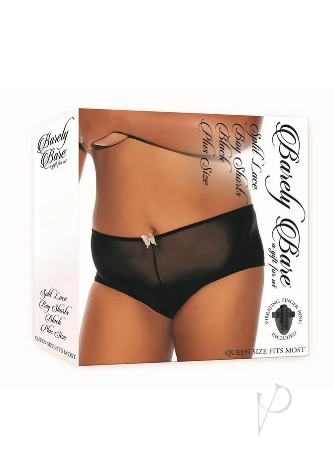 Plus Size Barely Bare Barely Bare Split Lace Boy Shorts Plus Size Black