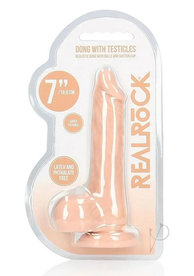 Real Rock Female Sex Toys RealRock Skin Realistic Dildo with Balls 7in Vanilla Real Rock Female Sex Toys RealRock Skin Realistic Dildo with Balls 7in Vanilla