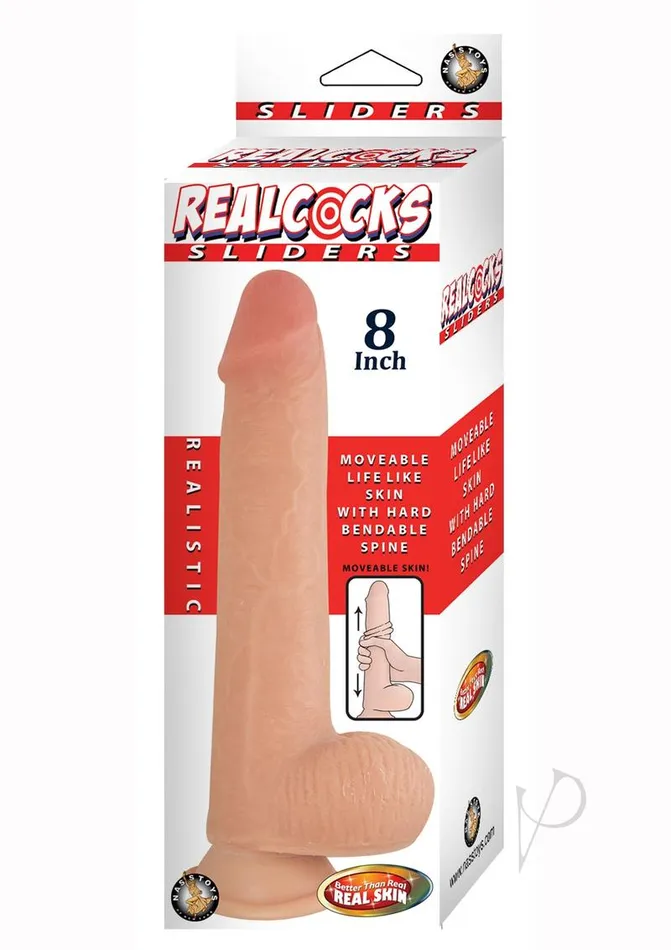 Realcocks Sliders Dildo with Balls 8in Vanilla Realcocks Dildos
