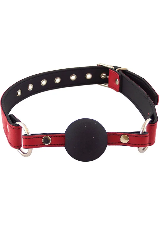 Restraints Rouge Rouge Leather Adjustable Ball Gag Red and Black
