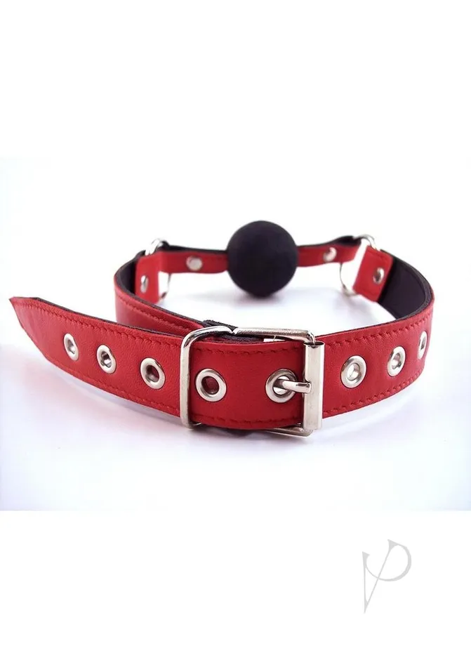 Restraints Rouge Rouge Leather Adjustable Ball Gag Red and Black Restraints Rouge Rouge Leather Adjustable Ball Gag Red and Black