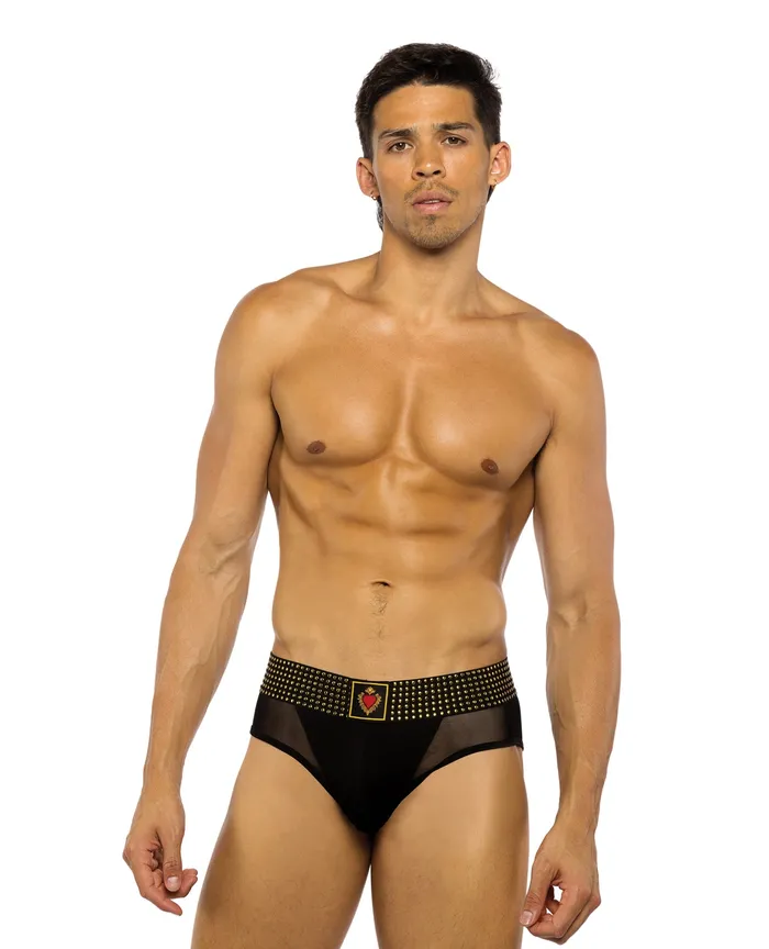 Roma Confidential Anal Sacred Heart Briefs wStudded Elastic Waist Band Black SM Roma Confidential Anal Sacred Heart Briefs wStudded Elastic Waist Band Black SM