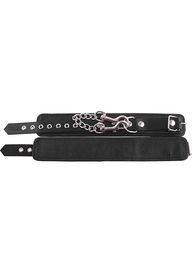Rouge Plain Leather Adjustable Ankle Cuffs Black Rouge Restraints