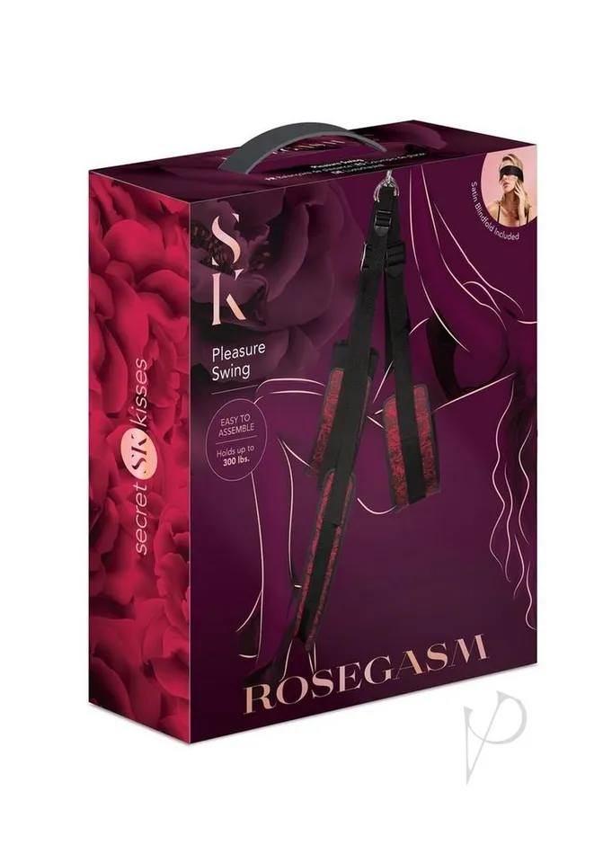 Secret Kisses Rosegasm Pleasure Swing with Satin Blindfold RedBlack Secret Kisses Vibrators