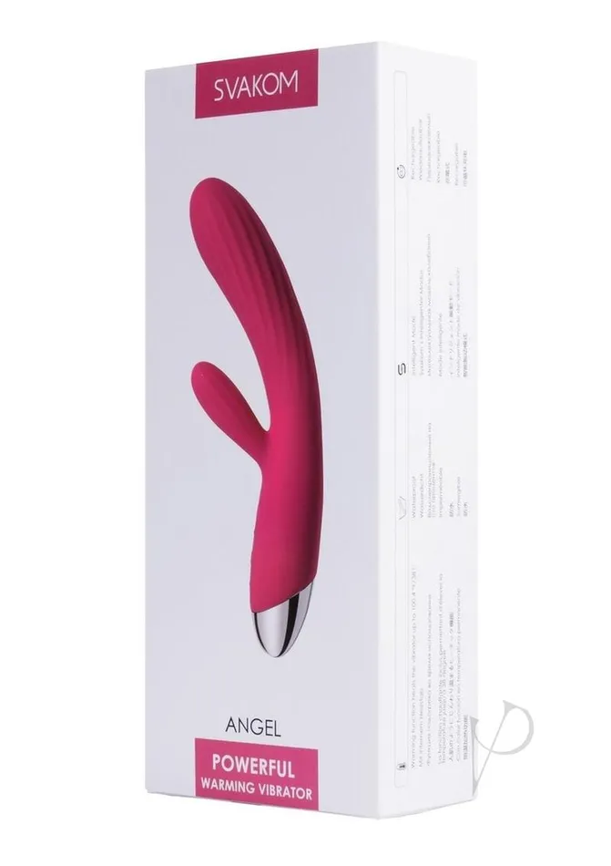 Svakom Female Sex Toys Svakom Angel Rechargeable Silicone Heating Rabbit Vibrator Plum RedSilver Svakom Female Sex Toys Svakom Angel Rechargeable Silicone Heating Rabbit Vibrator Plum RedSilver