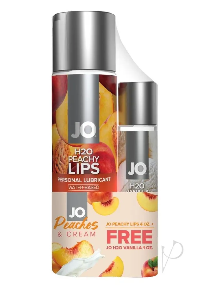 System Jo Jo H2O Peachy Lips 4oz H2O Water Based Flavored Lubricant Vanilla Cream 1oz Dildos