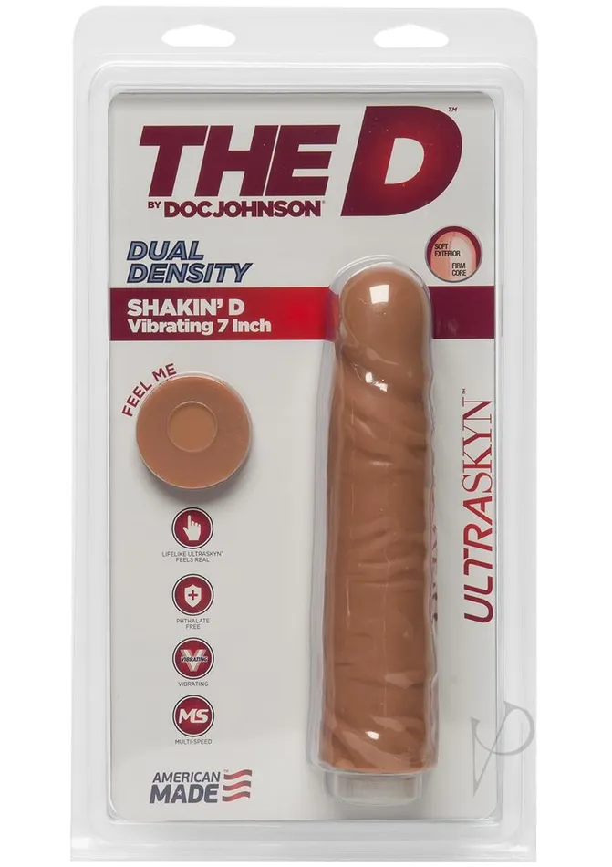 The D Shakin D Ultraskyn Vibrating Dildo 7in Caramel The D Dildos