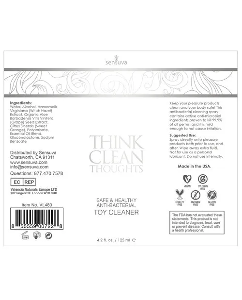 Think Clean Thoughts Think Clean thoughts AntiBacterial Toy Clearner 42oz Spray Vibrators