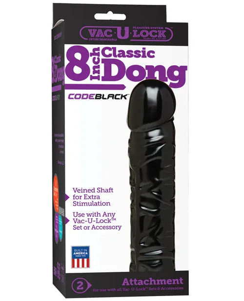 Vac U Lock VacULock Classic CodeBlack Dildo 8in Black Dildos Vac U Lock VacULock Classic CodeBlack Dildo 8in Black Dildos
