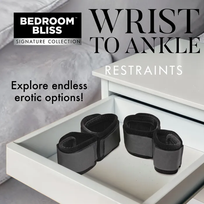 Velvet Plush Wrist to Ankle Cuffs Bedroom Bliss Couples