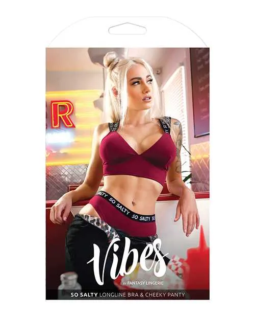 Vibes By Fantasy Lingerie Vibrators Vibes So Salty Long Line Bra Cheeky Panty Berry Bliss ML Vibes By Fantasy Lingerie Vibrators Vibes So Salty Long Line Bra Cheeky Panty Berry Bliss ML