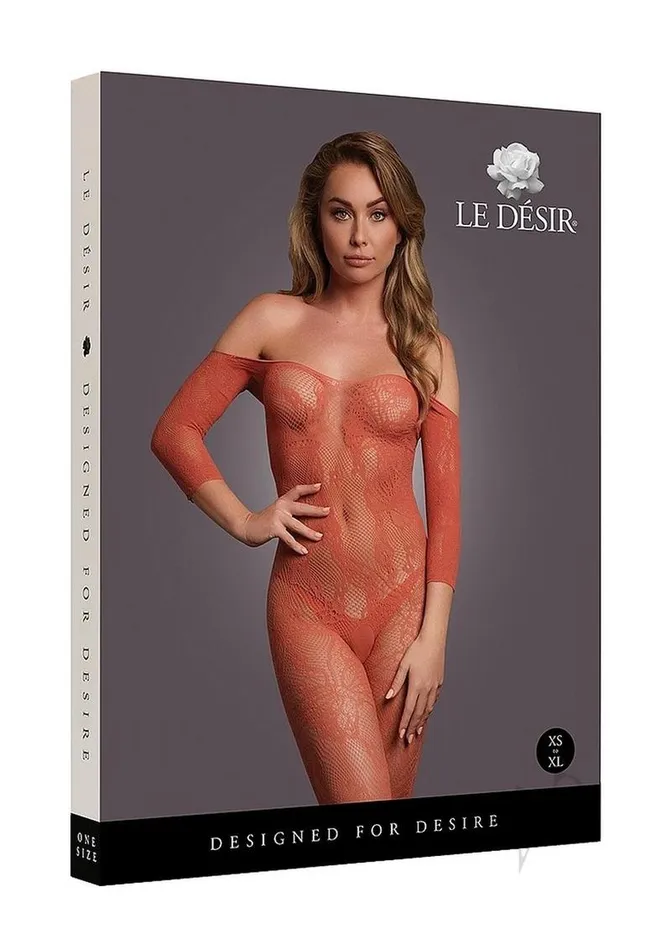 Vibrators Le Desir Le Desir Lace Long Sleeved Bodystocking OS Sunset Glow Orange Vibrators Le Desir Le Desir Lace Long Sleeved Bodystocking OS Sunset Glow Orange