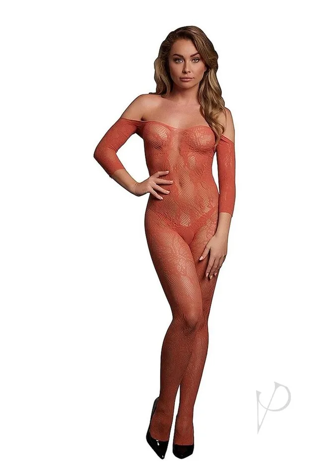 Vibrators Le Desir Le Desir Lace Long Sleeved Bodystocking OS Sunset Glow Orange Vibrators Le Desir Le Desir Lace Long Sleeved Bodystocking OS Sunset Glow Orange