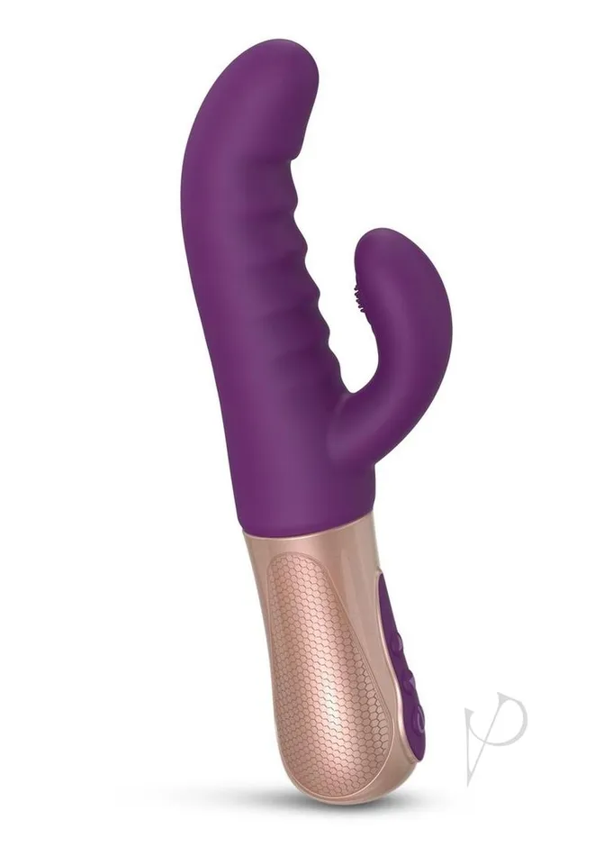 Vibrators Love To Love Sassy Bunny Dual Motor Rechargeable Silicone Thrusting Rabbit Vibrator Purple Rain