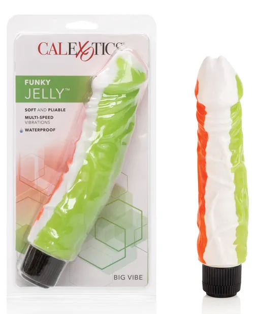 Vibrators Playful Dongs Funky Jelly Big Vibrator 8in Multicolor