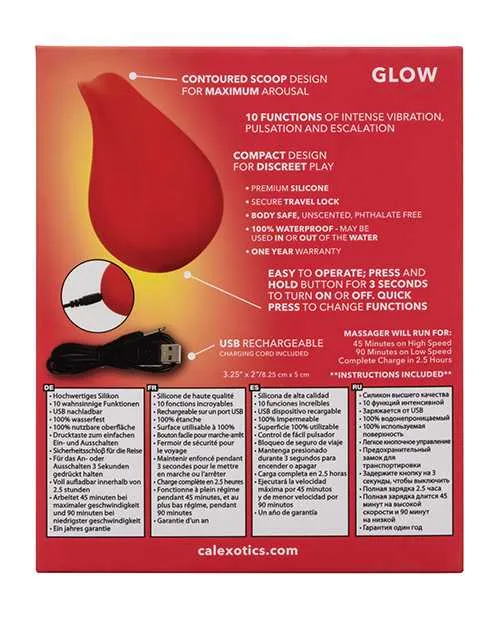 Vibrators Red Hot Glow Rechargeable Silicone Massager Red Red Hot