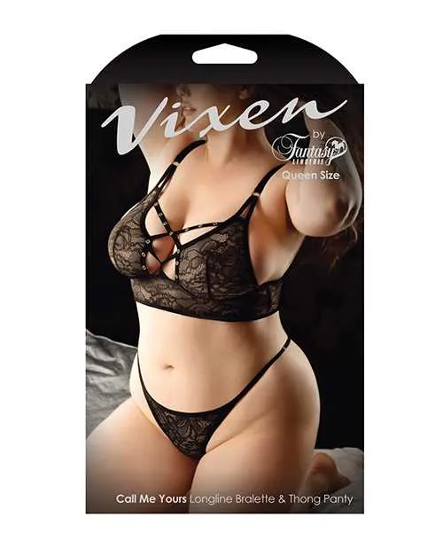 Vixen Call Me Yours Lace Bralette wGrommet Detail Panty Black QN Vixen By Fantasy Lingerie Vibrators Vixen Call Me Yours Lace Bralette wGrommet Detail Panty Black QN Vixen By Fantasy Lingerie Vibrators